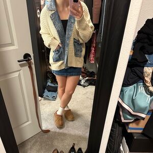 Altar’D State Hadley Cable Denim Mixed Cardigan